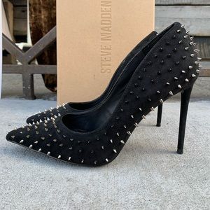Steve Madden black suede spiked heels